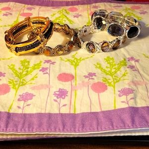 NWOT Elastic Bracelets, silver and gold plated